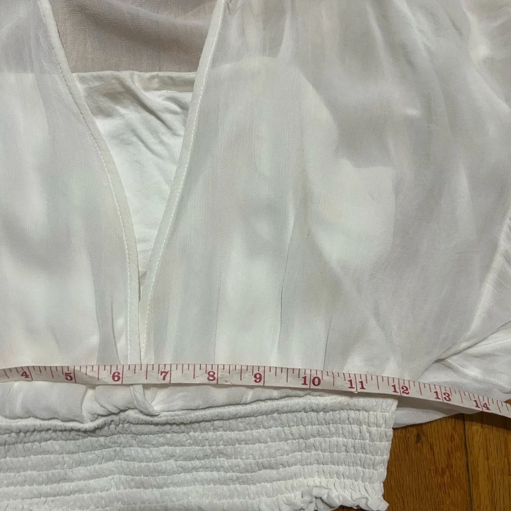 By Anthropologie Sheer Peasant Top White Strap Cami Blouse XS